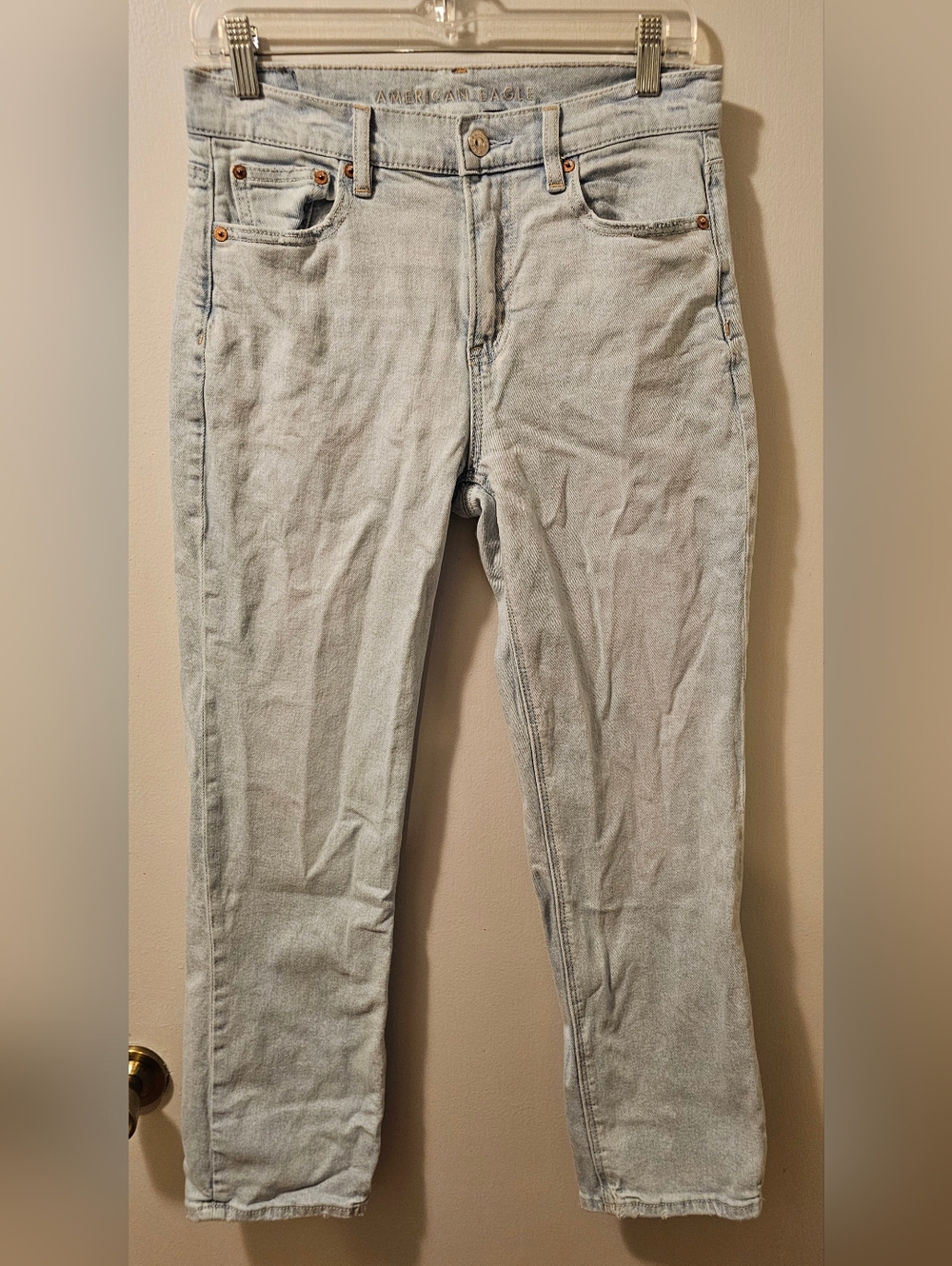 American Eagle Super High Rise Straight Stretch Jeans Blue Women's Size 4 Short